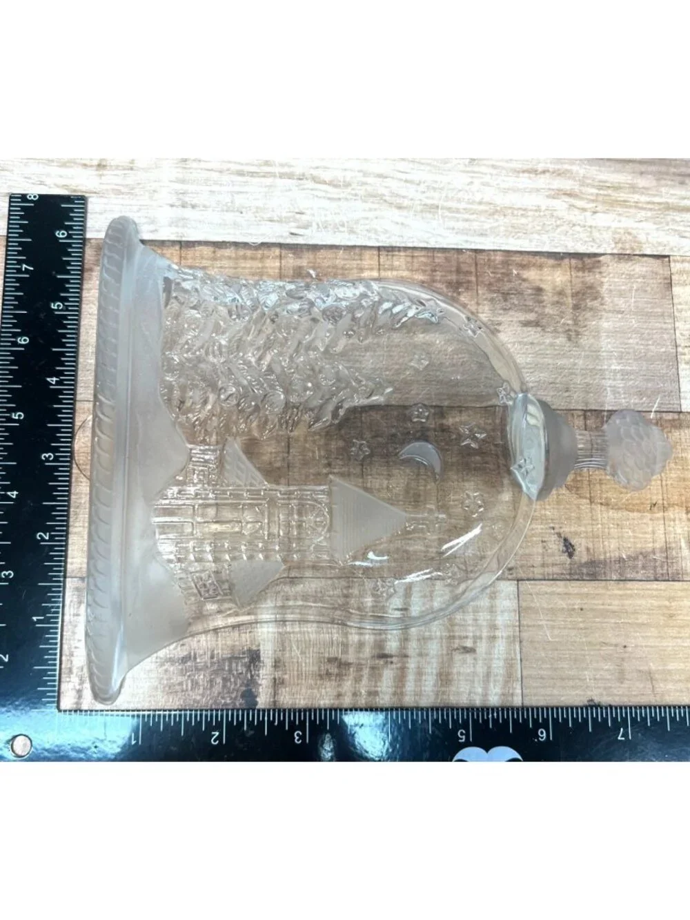 Vintage Glass Bell Shaped Dish Christmas Decor With Winter Scene